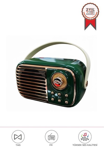 BTS-1956 Yeşil Bluetooth 10W Bass Ses Rgb Işık Efektli Tws USB Tf Kart Mikrofonlu Hoparlör