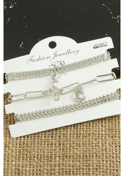 Wizard 3 Adet Deniz Atı Trend Zincir Bileklik-Gümüş Rengi fiyatları