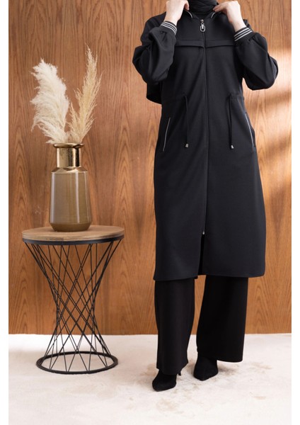 Kapüşonlu Ribana ve Aller Detaylı Giyçık - Siyah modelleri