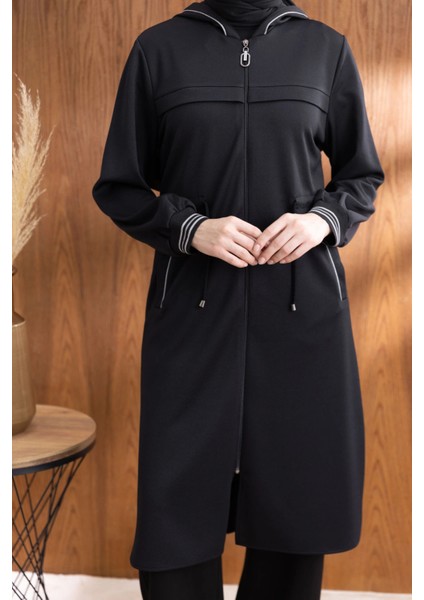 Kapüşonlu Ribana ve Aller Detaylı Giyçık - Siyah fırsatları