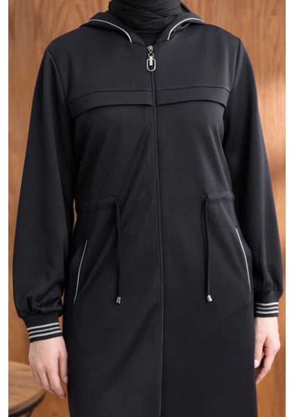 Kapüşonlu Ribana ve Aller Detaylı Giyçık - Siyah indirimleri