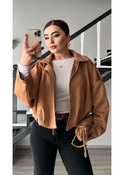 Taba Süet Bomber Ceket