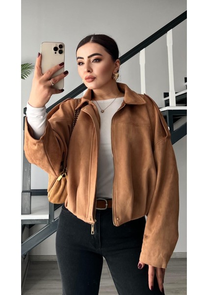 Taba Süet Bomber Ceket