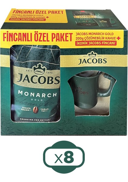 Monarch Gold 200 gr Ikonik Jacobs Fincanlı Set x 8 Adet