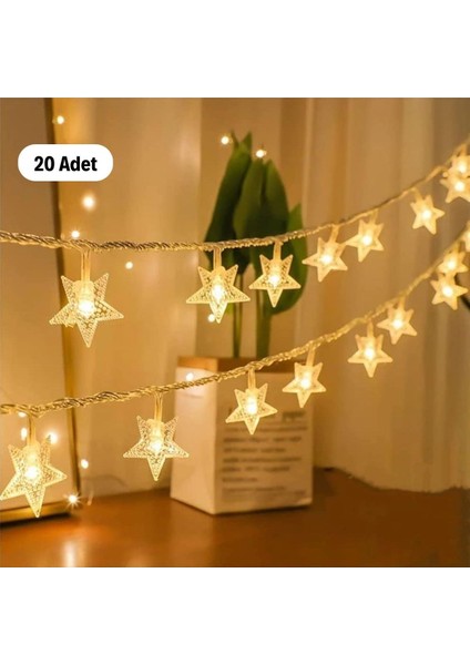 20 Adet Mini Yıldız LED 5 Metre Günışığı Rengi Dekoratif LED (5264) modelleri