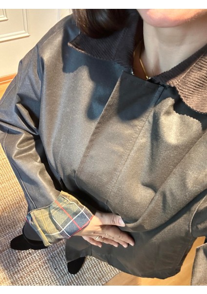 Jeryy Astar Detaylı Mum Dokulu Ceket Acı Kahve