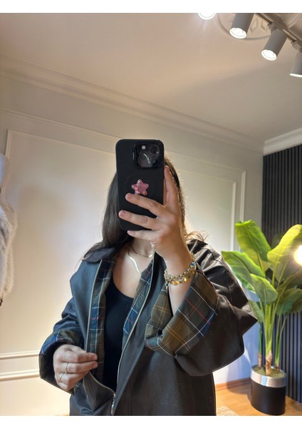 Jeryy Astar Detaylı Mum Dokulu Ceket Acı Kahve