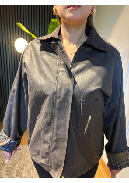 Jeryy Astar Detaylı Mum Dokulu Ceket Acı Kahve