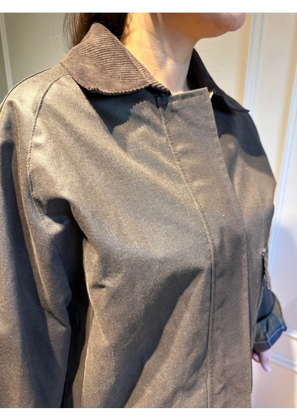 Jeryy Astar Detaylı Mum Dokulu Ceket Acı Kahve