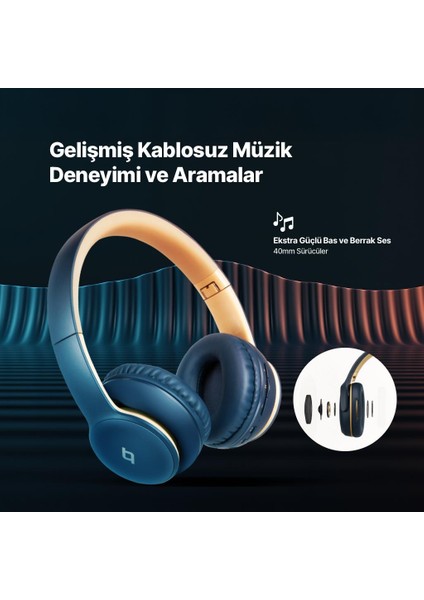 Soundlife On Kulaküstü Kablosuz Bluetooth Kulaklık Lacivert 2KM157 fiyatları