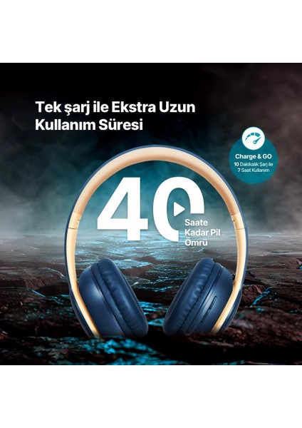 Soundlife On Kulaküstü Kablosuz Bluetooth Kulaklık Lacivert 2KM157 fırsatları