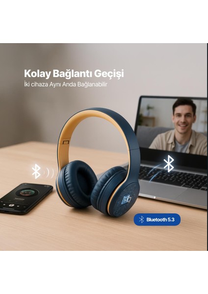 Soundlife On Kulaküstü Kablosuz Bluetooth Kulaklık Lacivert 2KM157 indirimleri