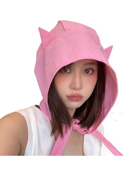 Seyahat ve Tatil Için Kadınlar Için Küçük Şeytan Hızlı Kuruyan Şapka Güneş Koruyucu Şapka, Çok Yönlü Yüz Gösteren Kedi Kulaklı Balıkçı Şapkası, Kadın Tarzı (Yurt Dışından)