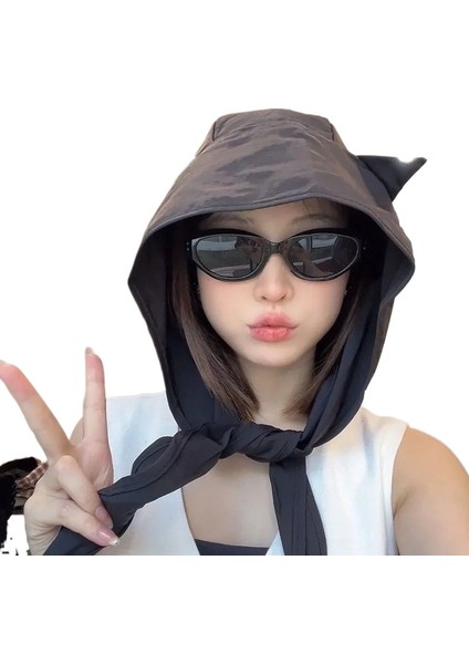 Seyahat ve Tatil Için Kadınlar Için Küçük Şeytan Hızlı Kuruyan Şapka Güneş Koruyucu Şapka, Çok Yönlü Yüz Gösteren Kedi Kulaklı Balıkçı Şapkası, Kadın Tarzı (Yurt Dışından)