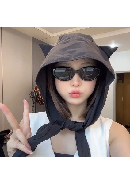 Seyahat ve Tatil Için Kadınlar Için Küçük Şeytan Hızlı Kuruyan Şapka Güneş Koruyucu Şapka, Çok Yönlü Yüz Gösteren Kedi Kulaklı Balıkçı Şapkası, Kadın Tarzı (Yurt Dışından) fırsatları