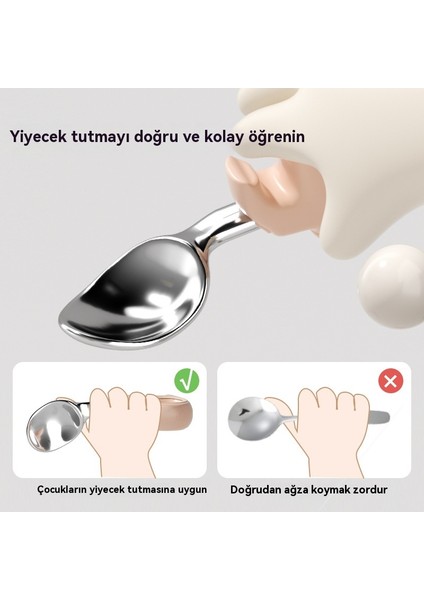 Bebek Bağımsız Beslenme Gıda Takviyesi Kaşığı, Bir Yaşındaki Bebek, Çocuk Paslanmaz Çelik Kısa Saplı Çatal ve Kaşık Yemeyi (Yurt Dışından) modelleri
