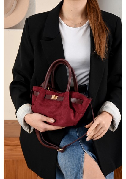 Kadın Kilit Detaylı Süet Mini Çanta modelleri