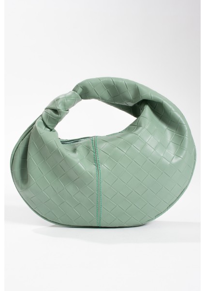 Kadın Mini Baget Dügüm Detaylı Fermuarlı El Çanta Örgü Desenli indirimleri