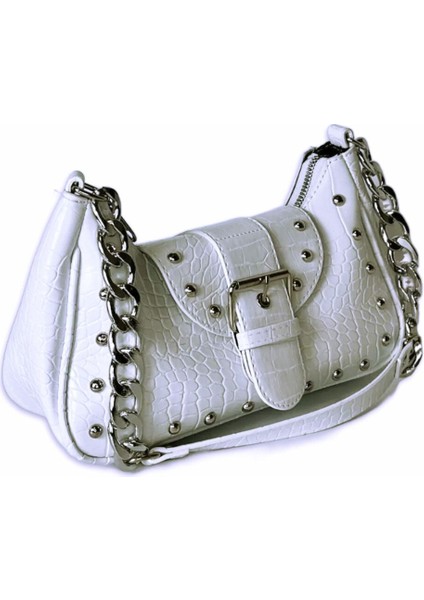 Bony Zımbalı Timsah Desenli Beyaz Kol Çantası fırsatları