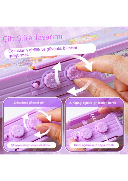 Köpek Yavrusu Çok Fonksiyonlu Kırtasiye Kutusu Kız Şifre Kilidi Otomatik Kalem Kutusu Mekanizması (Yurt Dışından) fiyatları