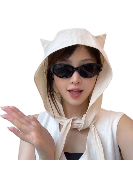 Seyahat ve Tatil Için Kadınlar Için Küçük Şeytan Hızlı Kuruyan Şapka Güneş Koruyucu Şapka, Çok Yönlü Yüz Gösteren Kedi Kulaklı Balıkçı Şapkası, Kadın Tarzı (Yurt Dışından)