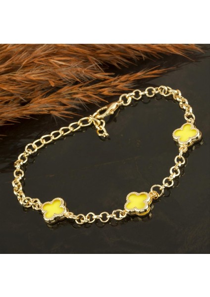 Wizard Çiçek Mineli Yeni Sezon Zincir Bileklik-Sarı modelleri