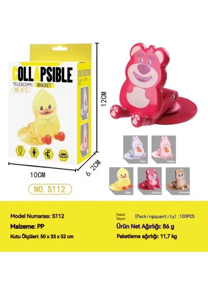 Metal Sevimli Karikatür Masaüstü Cep Telefonu Tablet Standı 360 ° Döndürülebilir Taşınabilir Tembel Katlanır Destek Standı (Yurt Dışından) fiyatları