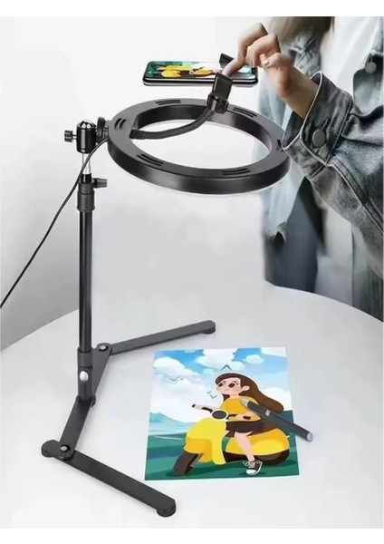 Masaüstü Ürün Çekim Stand Video ve Fotoğraf Çekimi 10" Ring Light Tripod Selfie Işık Çekim Işığı fiyatları