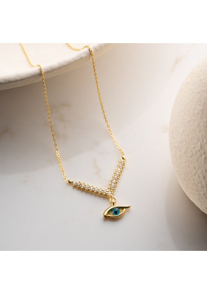 925 Ayar Gümüş Taşlı Sallantılı Göz Kolye modelleri