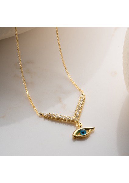 925 Ayar Gümüş Taşlı Sallantılı Göz Kolye indirimleri