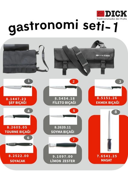 Gastronomi Set-1 Çantalı Profesyonel Bıçak Seti |şef-Öğrenci-Mutfak Tutkunlarına Özel