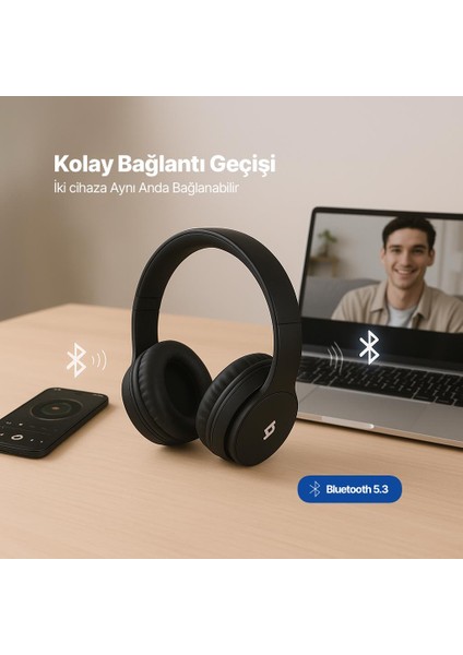 Soundlife On Kulaküstü Kablosuz Bluetooth Kulaklık Siyah 2KM157 indirimleri