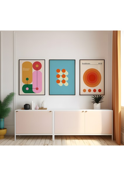 Ahşap Çerçeveli 3'lü Poster Tablo Seti | Modern Stil Minimal Duvar Dekoru