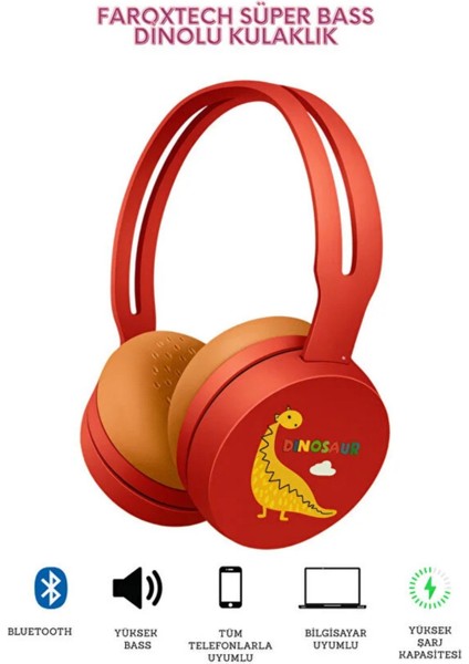 Dinozor Kulaklık | Çocuk Kulaklığı | Yumuşak ve Sağlam Yapı | Bluetooth | Süper Bass | Mikrofon fiyatları