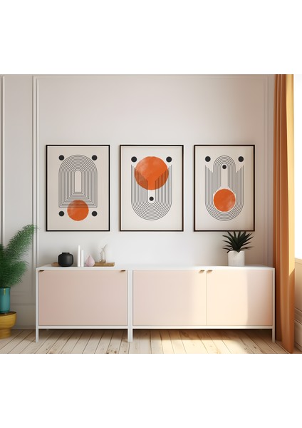 Ahşap Çerçeveli 3'lü Poster Tablo Seti | Modern Stil Minimal Duvar Dekoru
