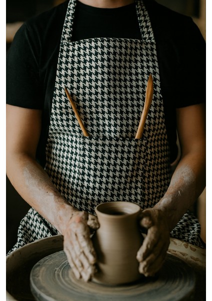 Siyah Beyaz Kazayağı Gabardin Kumaş Mutfak Aşçı Önlüğü Master Chef modelleri