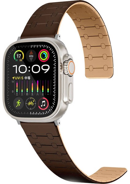 Apple Watch 9 (41MM) Uyumlu Mıknatıslı Silikon KORDON-111 Kahverengi