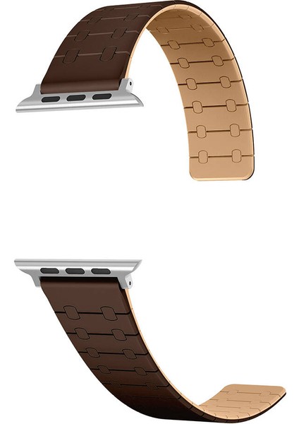 Apple Watch 9 (41MM) Uyumlu Mıknatıslı Silikon KORDON-111 Kahverengi modelleri