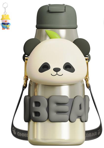 Panda Sarılma Termos Bardak Büyük Kapasiteli Sevimli Karikatür Öğrenci Çocuk Pipetli Bardak Sevimli 316 Su Bardakı (Yurt Dışından)
