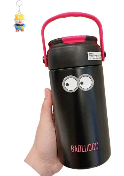 Çay ve Su Ayırma Termos Bardağı, Büyük Kapasiteli Kız Çay Ayırıcı Pipetli Su Bardağı, Taşınabilir Kayışlı Çiçek Çay Bardağı (Yurt Dışından)