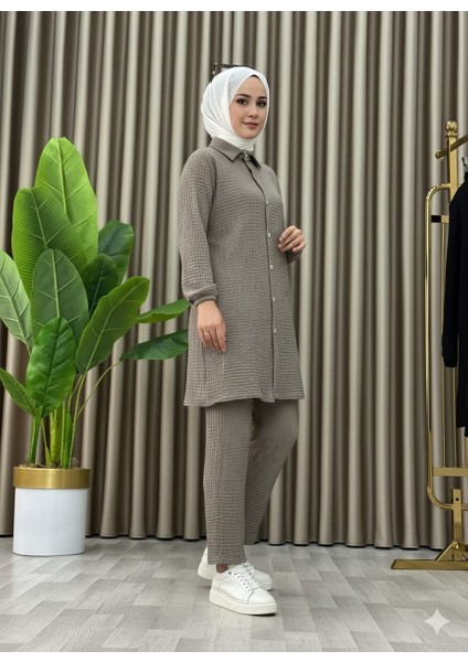 Tesettür Günlük Rahat Ikili Düğmeli Tunik Pantolon Takım fırsatları