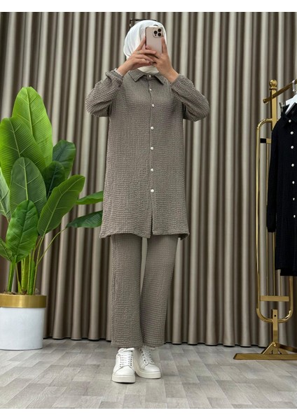 Tesettür Günlük Rahat Ikili Düğmeli Tunik Pantolon Takım