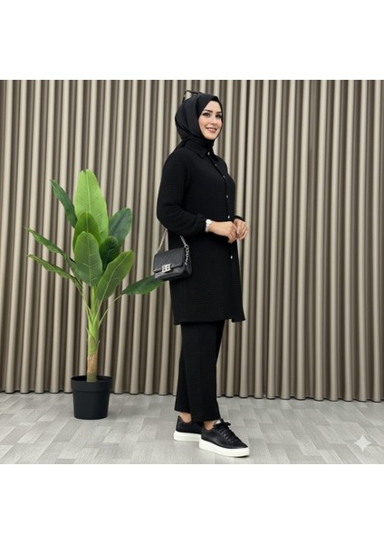 Tesettür Günlük Rahat Ikili Düğmeli Tunik Pantolon Takım indirimleri