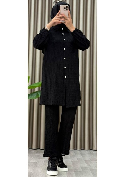 Tesettür Günlük Rahat Ikili Düğmeli Tunik Pantolon Takım