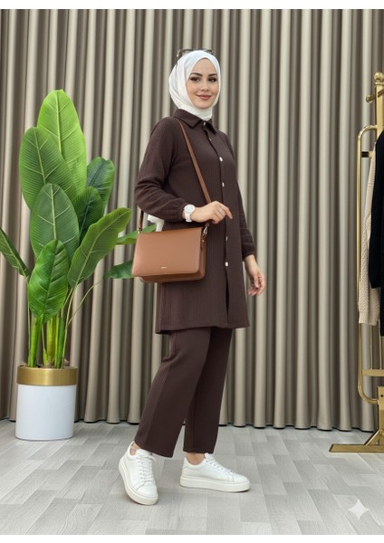 Tesettür Günlük Rahat Ikili Düğmeli Tunik Pantolon Takım