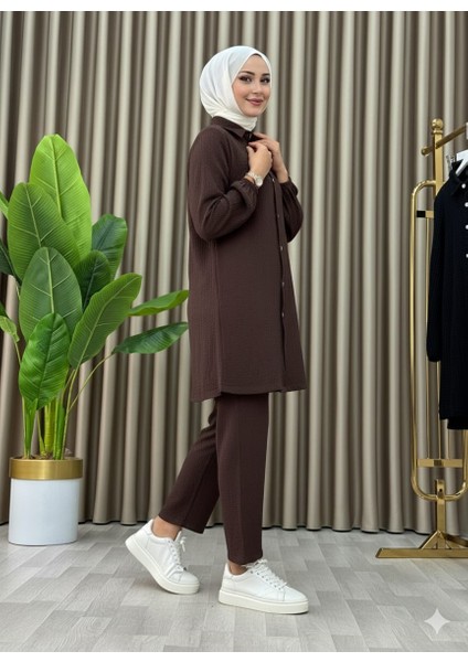 Tesettür Günlük Rahat Ikili Düğmeli Tunik Pantolon Takım