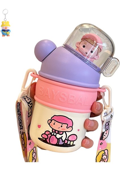 Karikatür Bebek Pipetli Su Bardağı Taşınabilir 316 Paslanmazçelik Termos Bardağı Yüksek Değerli Su Bardağı (Yurt Dışından)