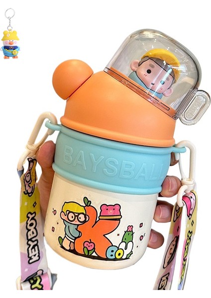 Karikatür Bebek Pipetli Su Bardağı Taşınabilir 316 Paslanmazçelik Termos Bardağı Yüksek Değerli Su Bardağı (Yurt Dışından)