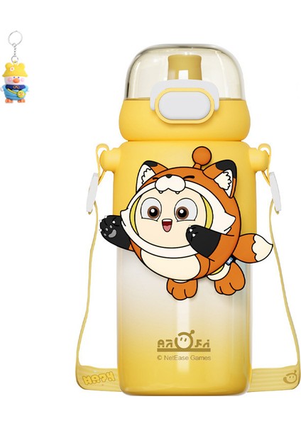 Yumurta Waffle Parti Dudu Termos Bardağı 460ML Halka Tokası Pipetli Kullanışlı Öğrenci ve Çocuk Su Bardağı (Yurt Dışından)