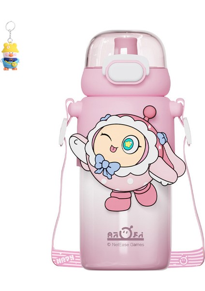 Yumurta Waffle Parti Dudu Termos Bardağı 460ML Halka Tokası Pipetli Kullanışlı Öğrenci ve Çocuk Su Bardağı (Yurt Dışından)